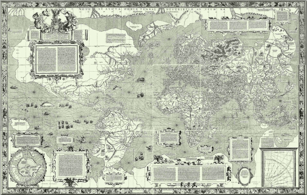 Mercator map for early navigation in 1569